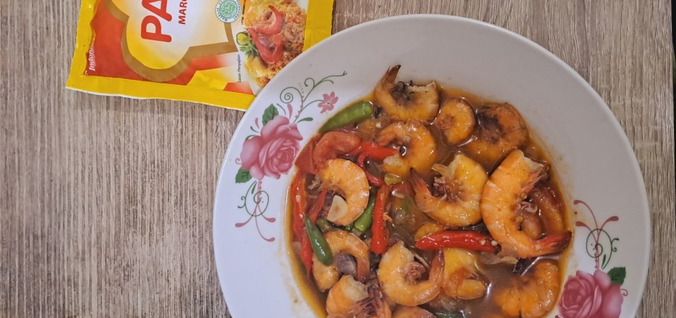 Udang Kuah Saus Tiram Pedas