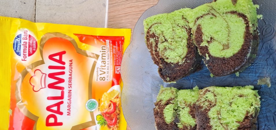 Pandan Marble Cake Kukus