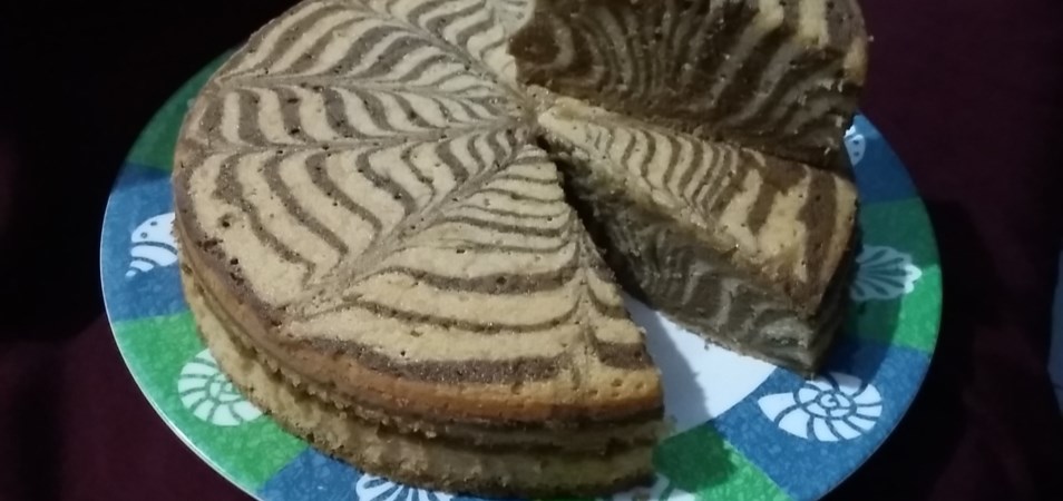 Zebra cake putih telur