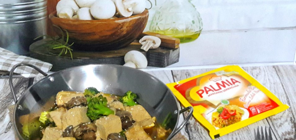 Resep Hidangan Utama - Tumis Tahu Cah Brokoli Jamur Tabur Wijen - Palmia I Margarin Serbaguna I ...