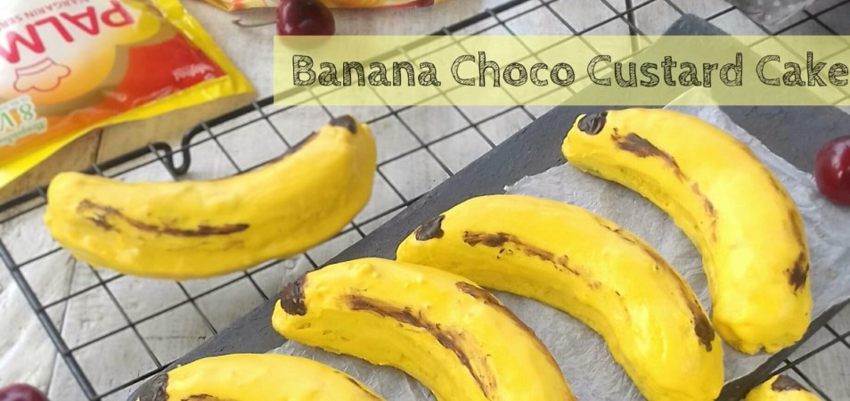 Banana Choco Custard Cake