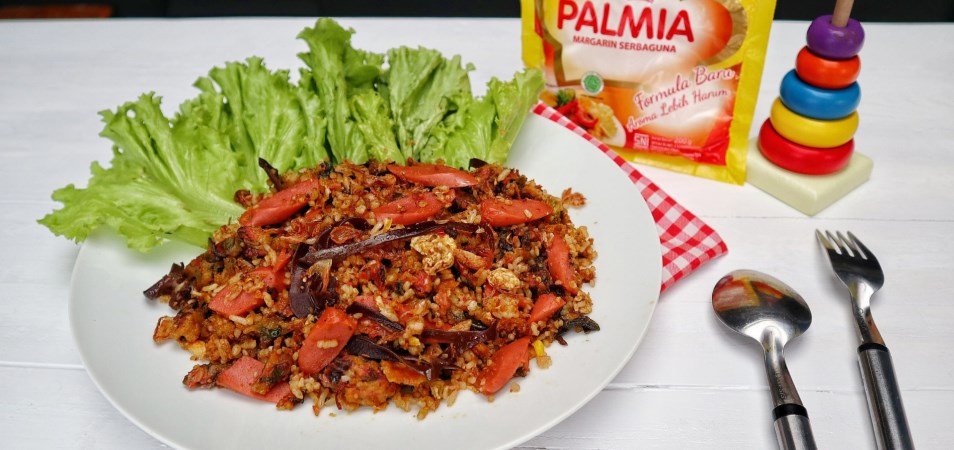 Nasi Goreng Jamur Bayam Merah