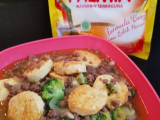 Tumis Daging Cincang Tofu Brokoli